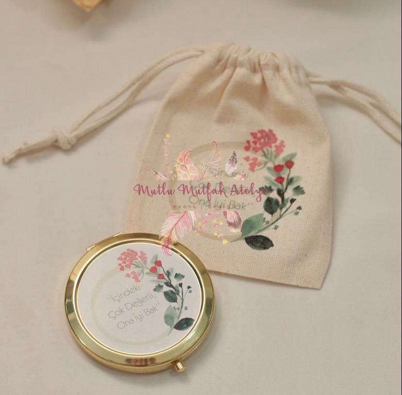 Hediyelik Kese Ve Gold Ayna Seti