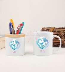 Kupa Bardak ve Kalemlik Seti Kova Burcu