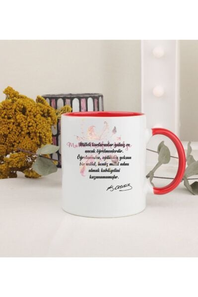 Öğretmenler Günü Hediyesi Atatürk  Kırmızı Kupa Bardak