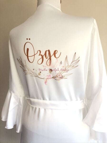 İsimli Baskılı Sabahlık Gold Çiçek Motifli