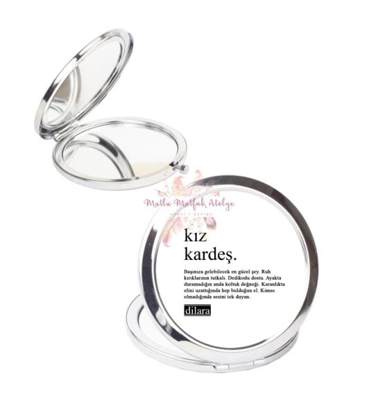 Kişiye Özel Kız Kardeş Fotoğraflı Cep Aynası