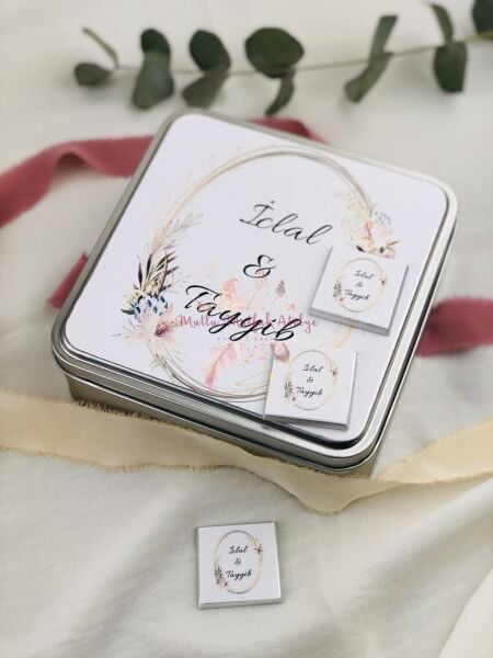 Çiçek Desenli 100'lü Metal Kutulu Çikolata